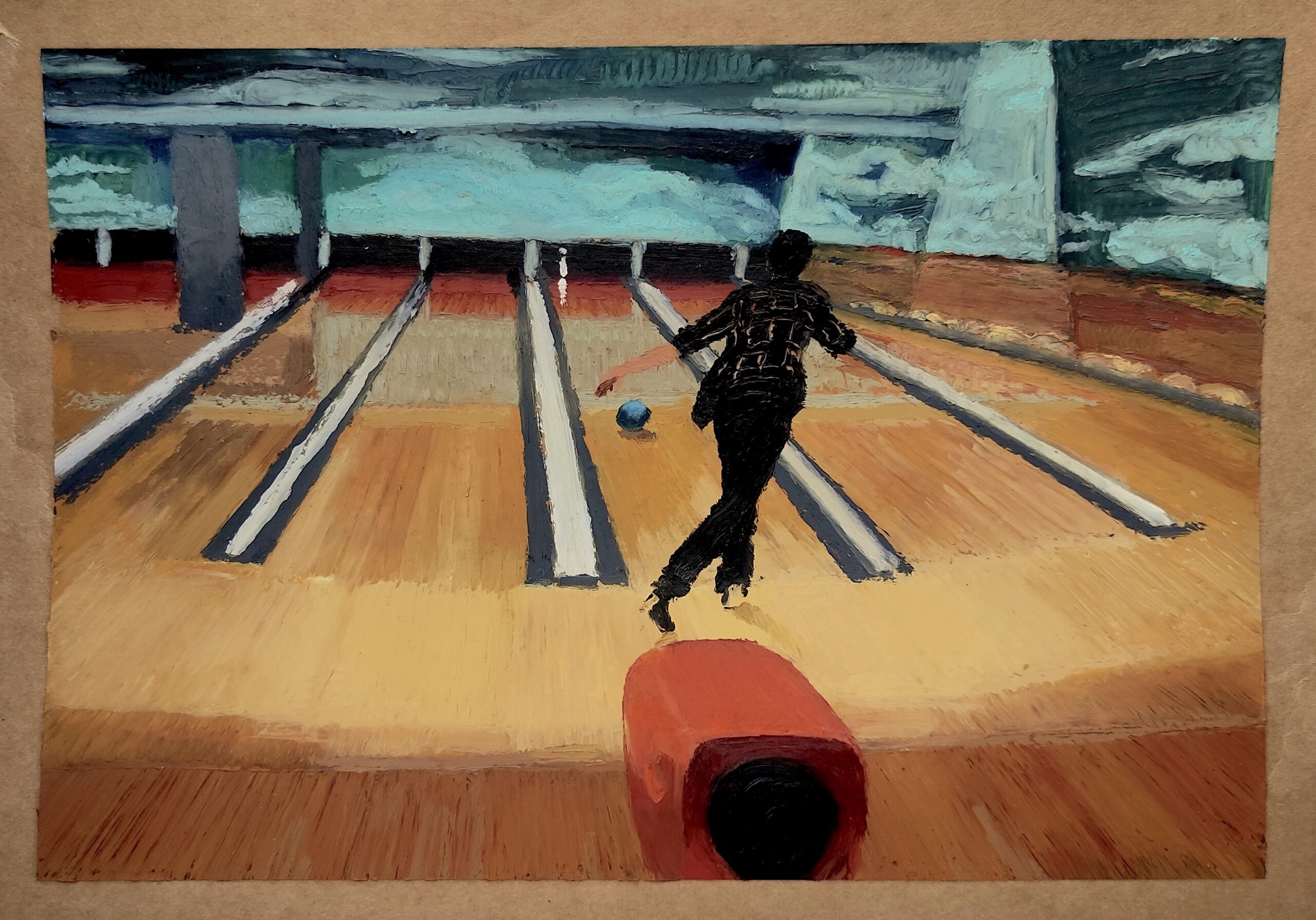 Bowling - pastello ad olio su cartonicino (30 x 40)